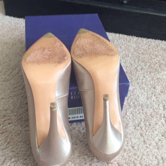 Gold satin pumps with Swarovski crystal bow - Picture 3 of 5